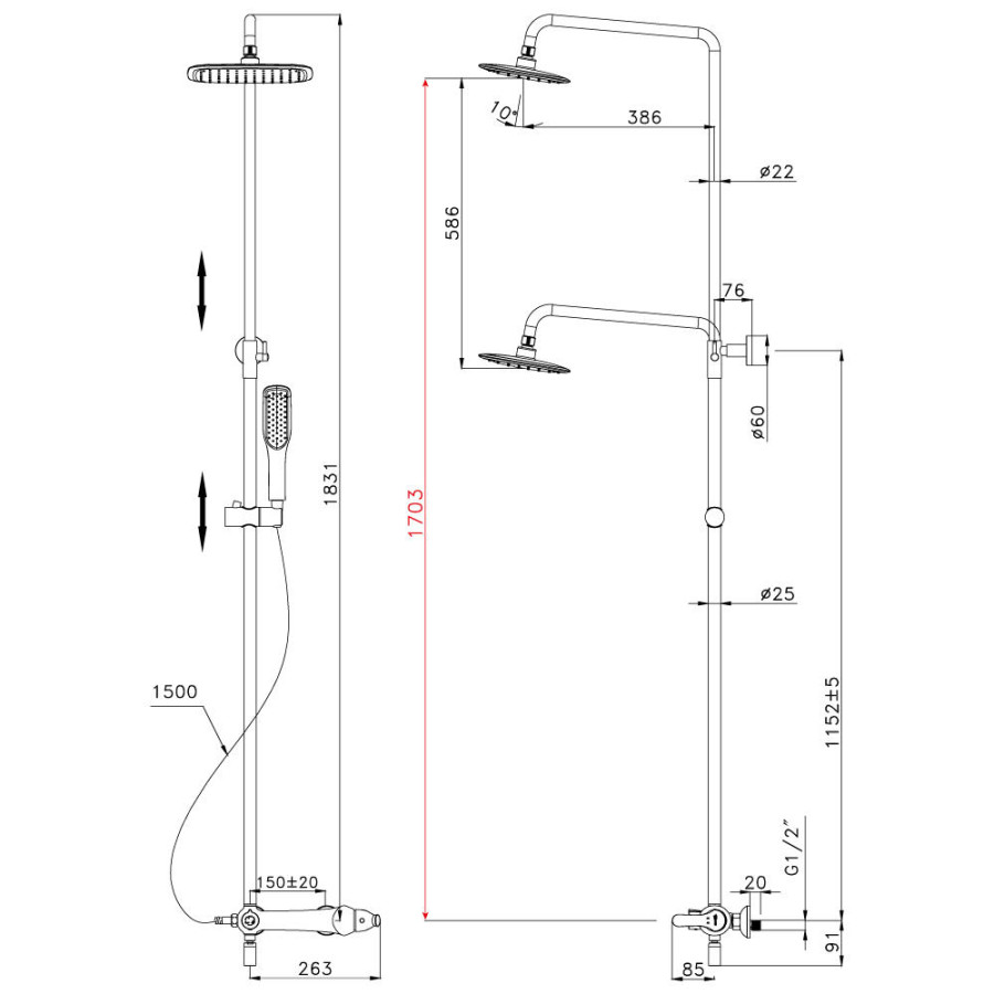 Душевая стойка Lemark Swan LM5462BG