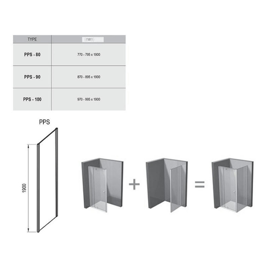 Душевой уголок Ravak Pivot PDOP2+PPS 110х80 03GD0C00Z1+90G40C00Z1 профиль Хром стекло Transparent