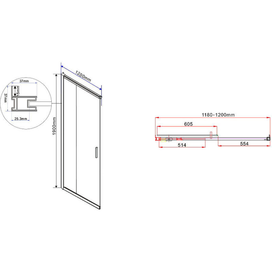 Душевой уголок Vincea Garda 120x80 VSS-1G8012CLB профиль Черный стекло прозрачное