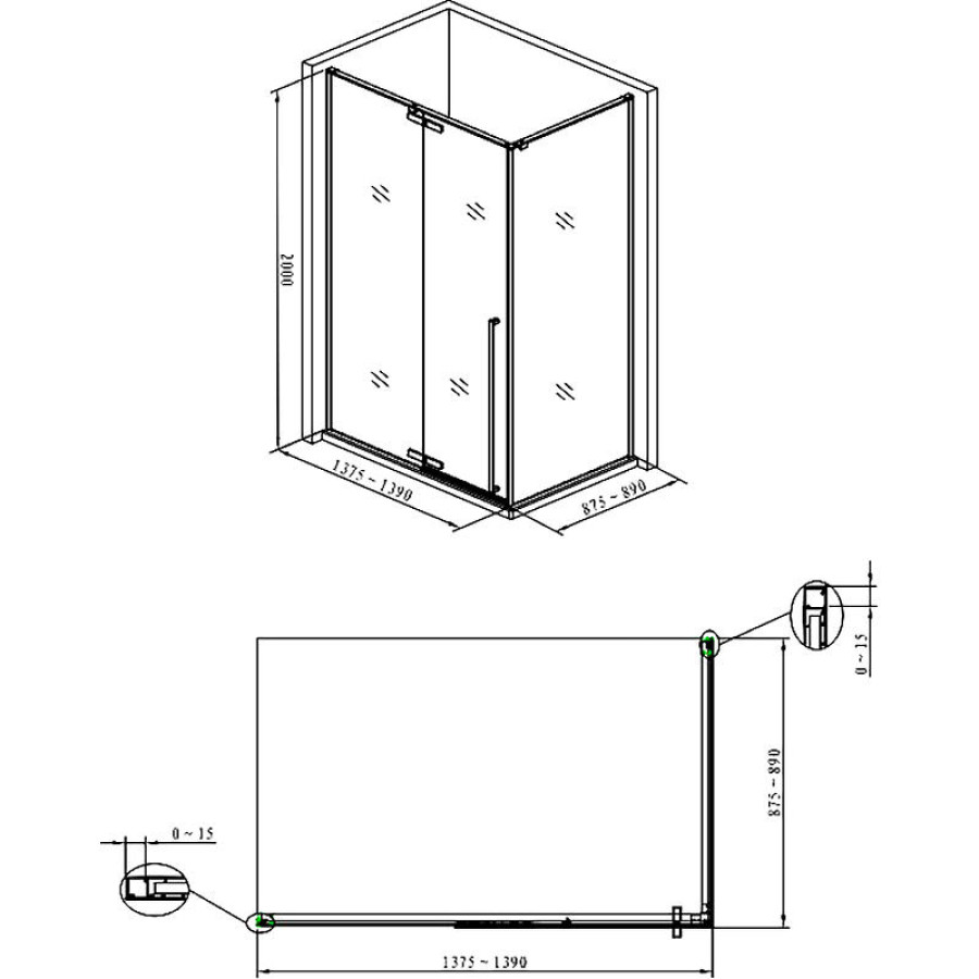 Душевой уголок Allen Brau Fantasy 140x90 3.11004-00 профиль Хром стекло прозрачное