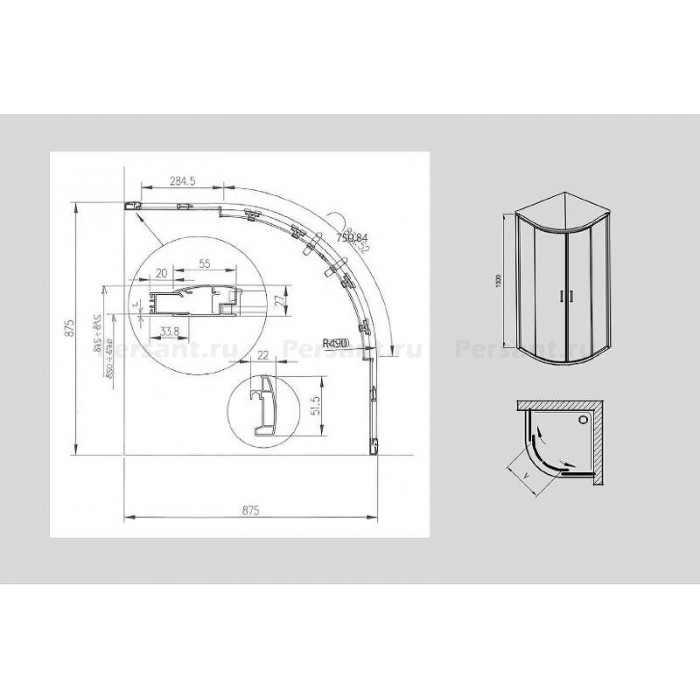 Душевой уголок Ravak Blix XP2CP4-90 90х90 X3B270C00Z1C профиль Хром стекло Transparent
