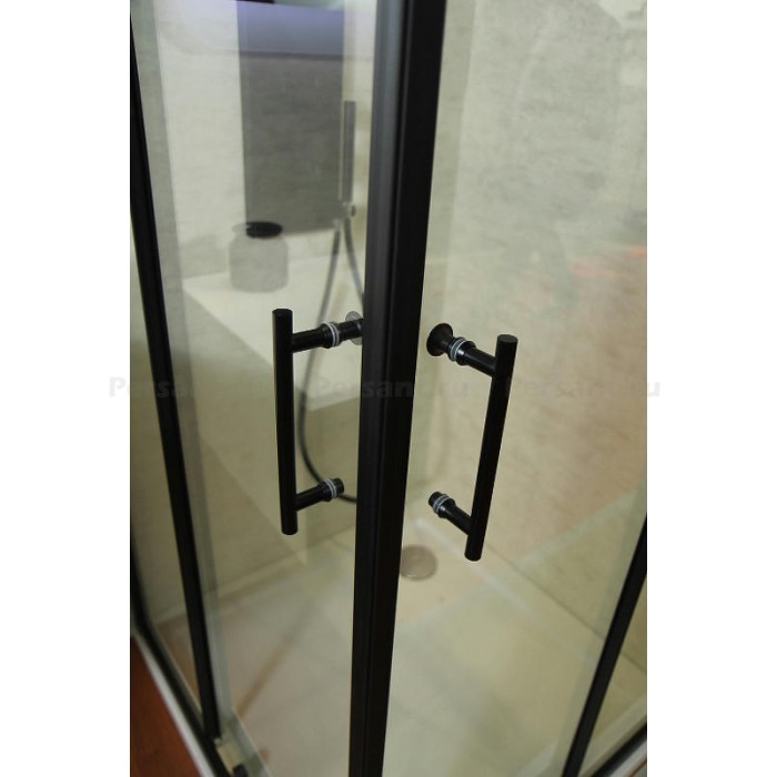 Душевой уголок Cezares Eco 100x100 ECO-O-A-2-100-C-NERO профиль черный стекло прозрачное