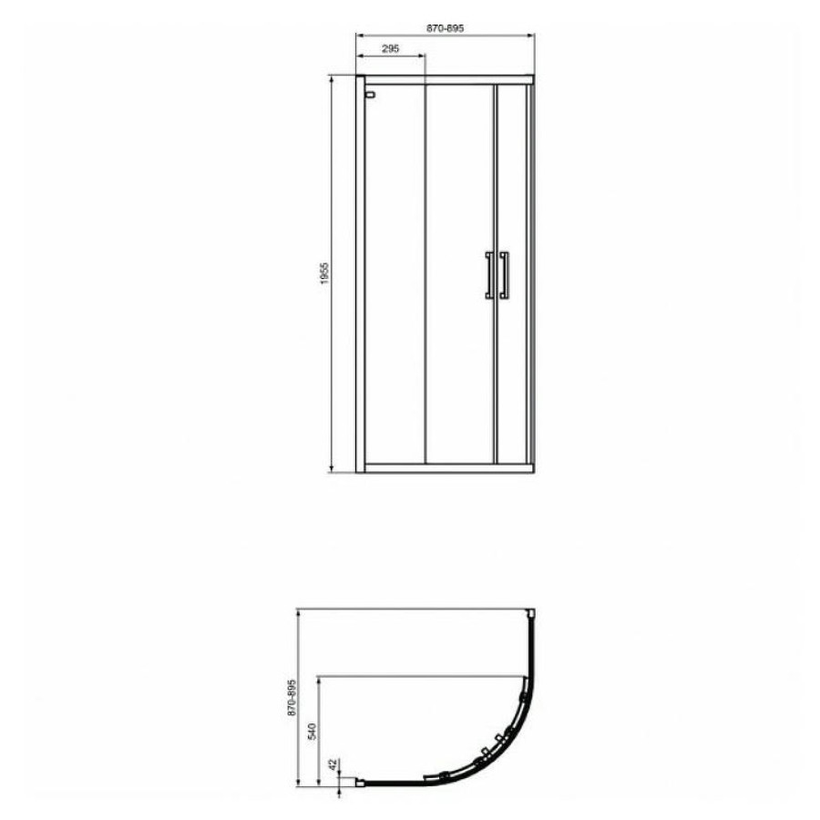 Душевой уголок Ideal Standard Connect 2 90х90 K9251V3 профиль Черный стекло прозрачное