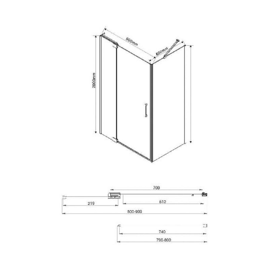 Душевой уголок Vincea Extra 90х80 VSR-1E809080CL профиль Хром стекло прозрачное