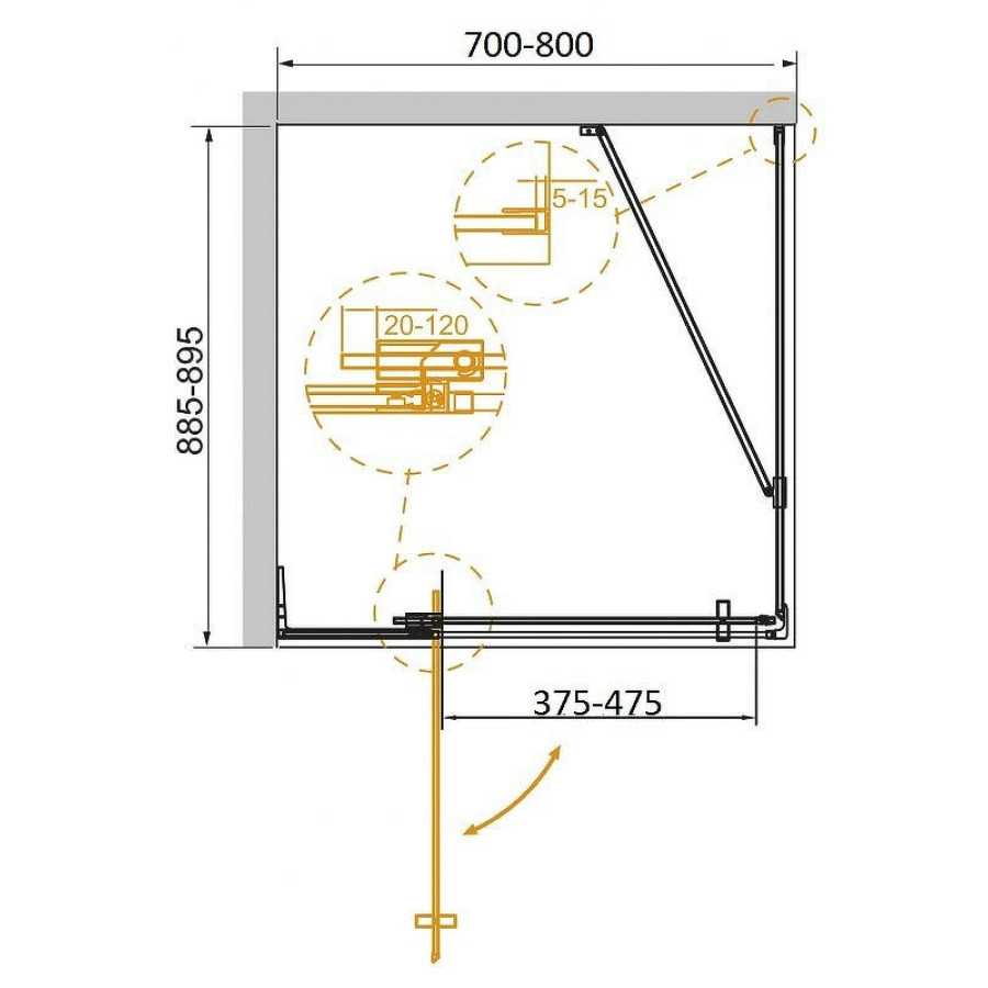 Душевой уголок Cezares Slider 80x90 SLIDER-AH-1-90-70/80-C-Cr профиль Хром стекло прозрачное