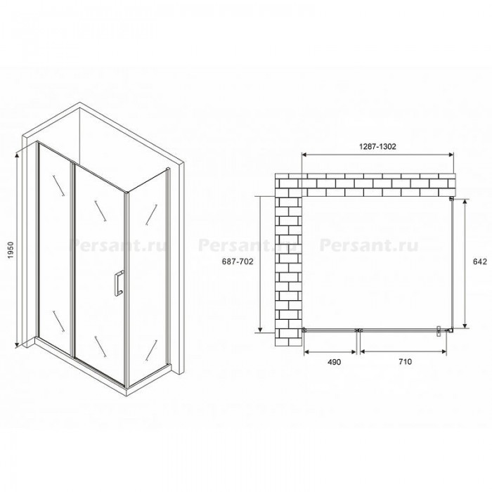 Душевой уголок Abber Sonnenstrand 130х100 AG04130S-S100 профиль Хром стекло прозрачное