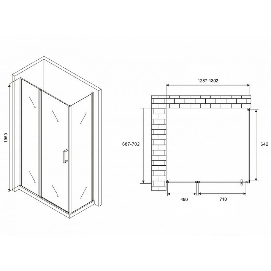 Душевой уголок Abber Sonnenstrand 130х100 AG04130S-S100 профиль Хром стекло прозрачное