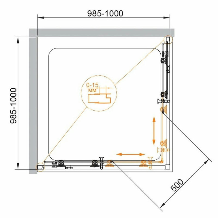 Душевой уголок Cezares Eco 100x100 ECO-O-A-2-100-C-Cr профиль Хром стекло прозрачное