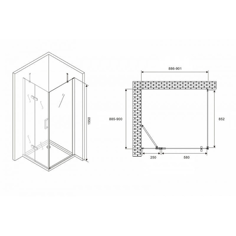 Душевой уголок Abber Zart 90x90 AG08090-S91 профиль Хром стекло прозрачное