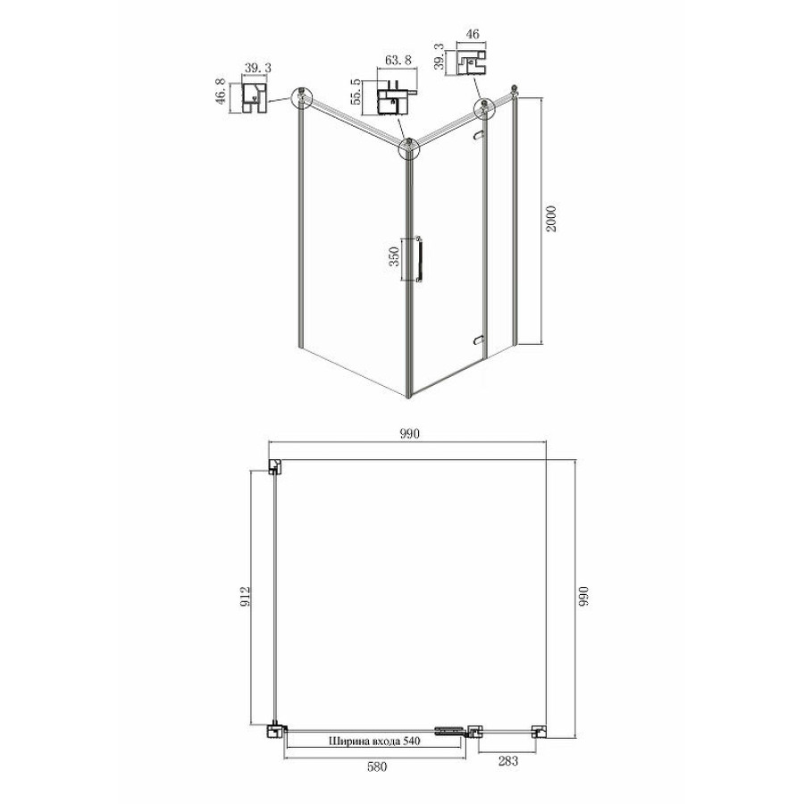 Душевой уголок Ambassador Royal 100x100 18015107-L профиль Хром стекло прозрачное с рисунком