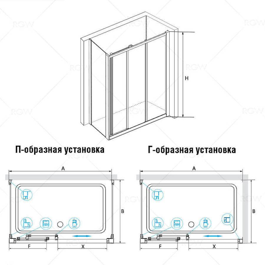 Душевой уголок RGW Classic CL-40 130х80 04094038-011 профиль Хром стекло прозрачное