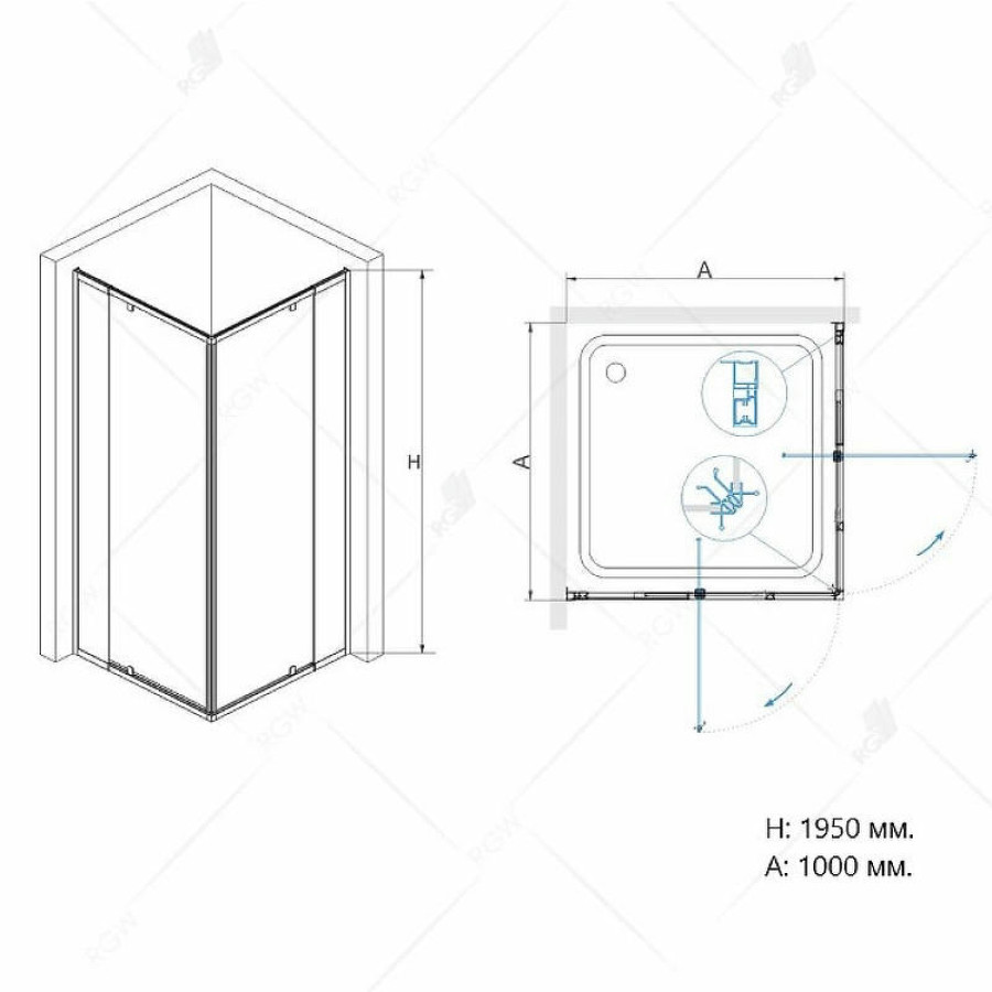 Душевой уголок RGW Passage PA-38 100х100 06083800-11 профиль Хром стекло прозрачное