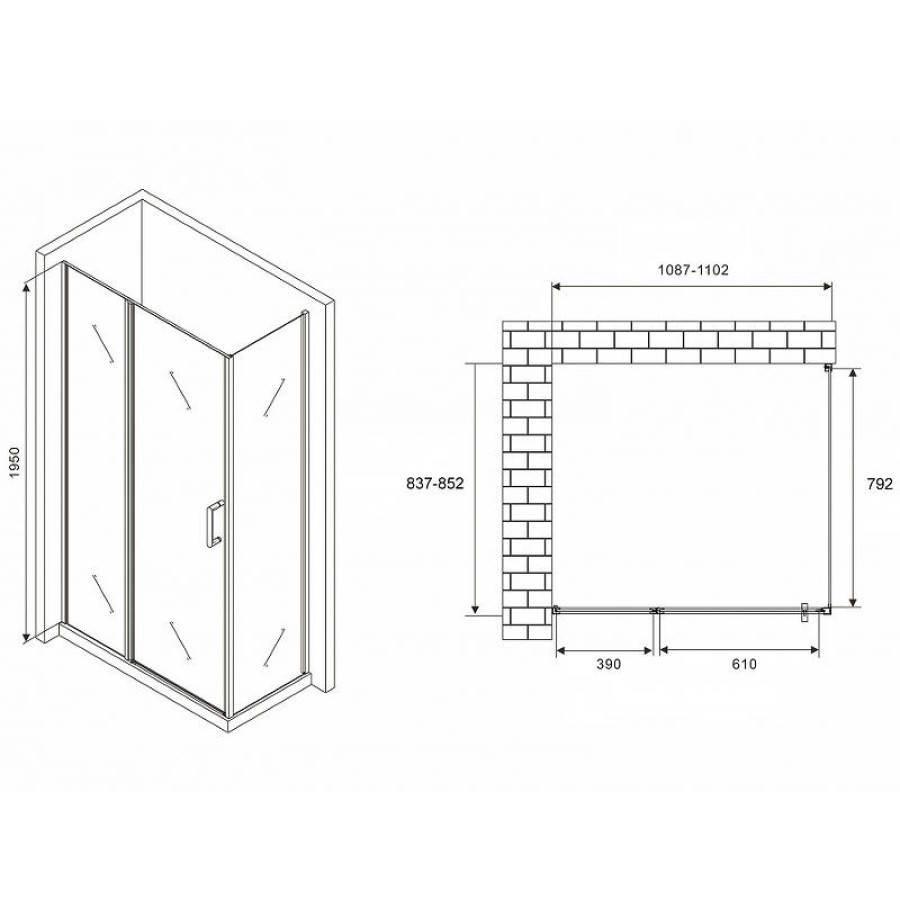 Душевой уголок Abber Sonnenstrand 110x85 AG04110S-S85 профиль Хром стекло прозрачное