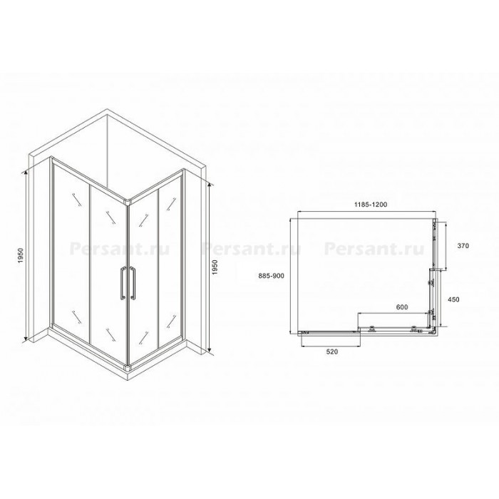 Душевой уголок Abber Schwarzer Diamant 120x90 AG02129H профиль Хром стекло прозрачное