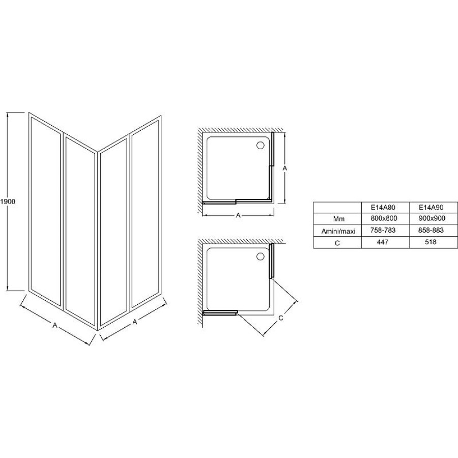 Душевой уголок Jacob Delafon Serenity 90x90 E14A90-GA профиль Хром стекло прозрачное