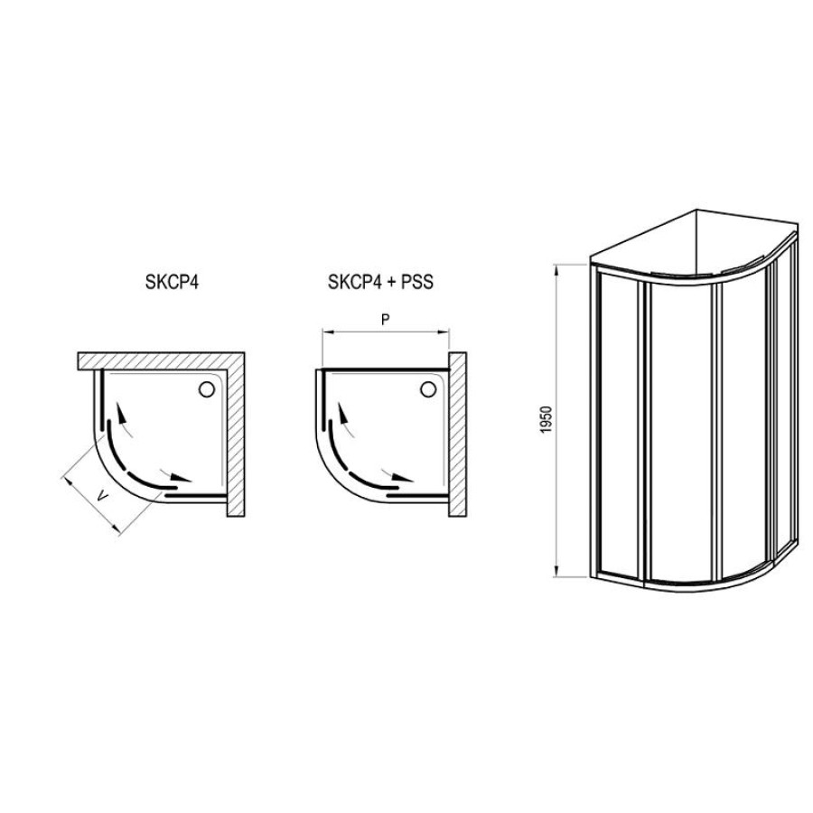 Душевой уголок Ravak Supernova SKCP4-90 90x90 3117O302Z1 профиль Черный стекло Transparent