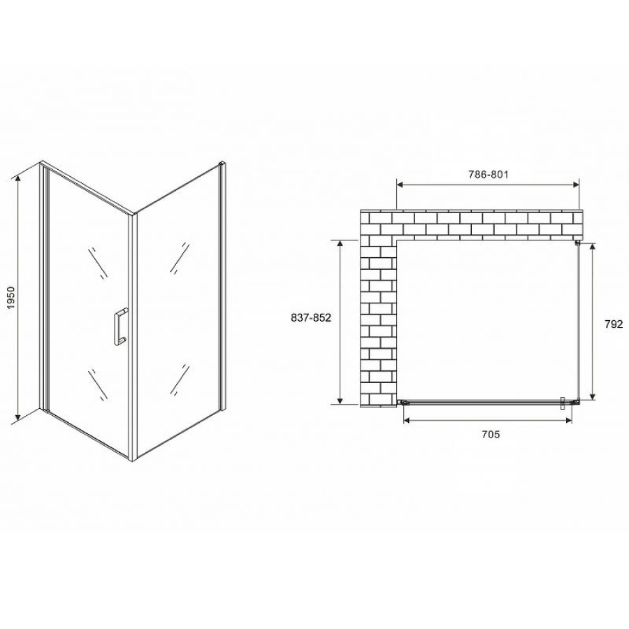 Душевой уголок Abber Sonnenstrand 80x85 AG04080-S85 профиль Хром стекло прозрачное