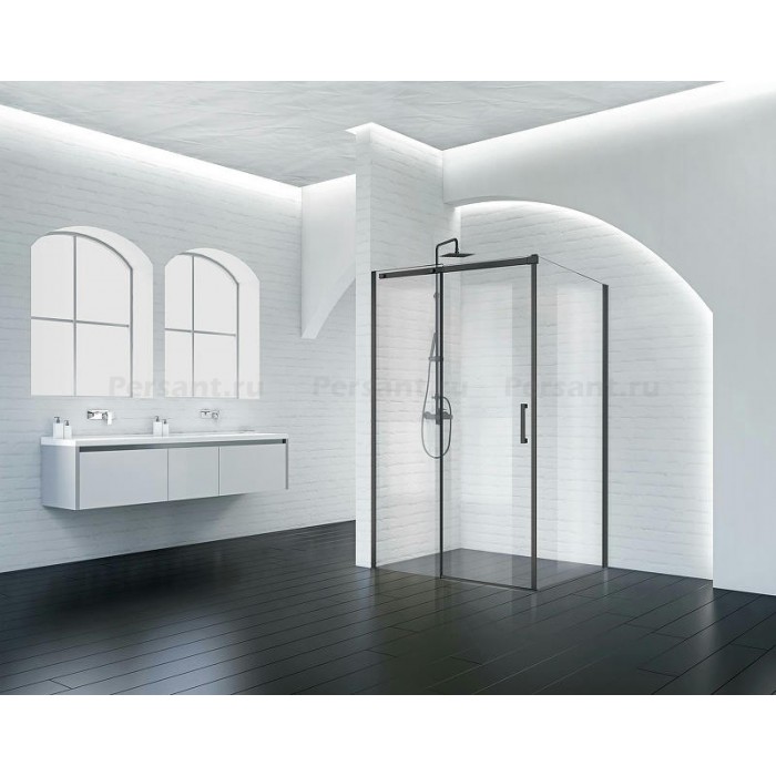 Душевой уголок BelBagno Acqua 120х90 ACQUA-AH-1-120/90-C-NERO профиль Черный стекло прозрачное