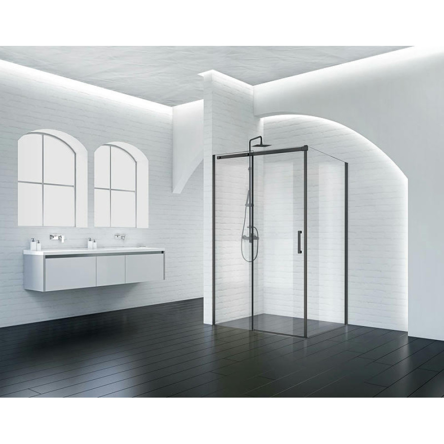 Душевой уголок BelBagno Acqua 150х90 ACQUA-AH-1-150/90-C-NERO профиль Черный стекло прозрачное