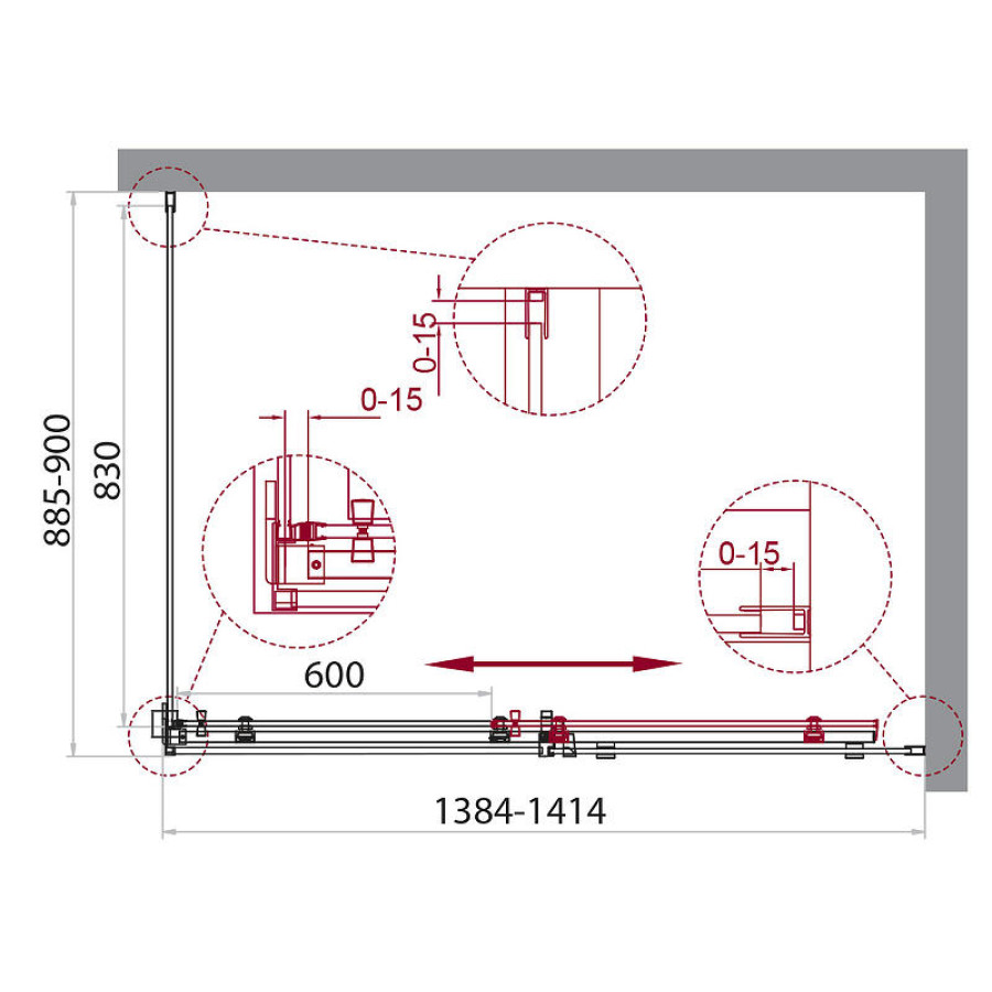 Душевой уголок BelBagno Acqua 140х90 ACQUA-AH-1-140/90-C-Cr профиль Хром стекло прозрачное