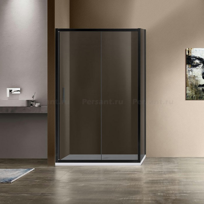 Душевой уголок Vincea Garda 120х90 VSR-1G9012CGB профиль черный, стекло тонированное