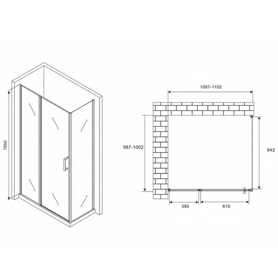 Душевой уголок Abber Sonnenstrand 110x100 AG04110MS-S100M профиль Хром стекло матовое