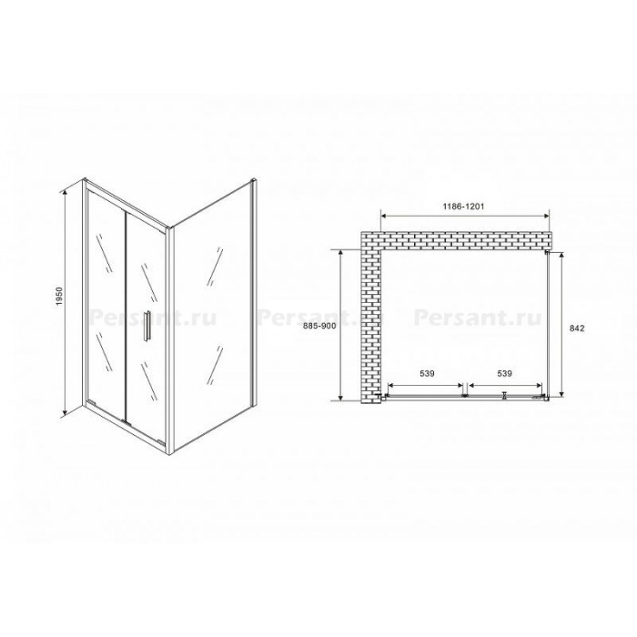 Душевой уголок Abber Sonnenstrand 120x90 AG07120-S90 профиль Хром стекло прозрачное