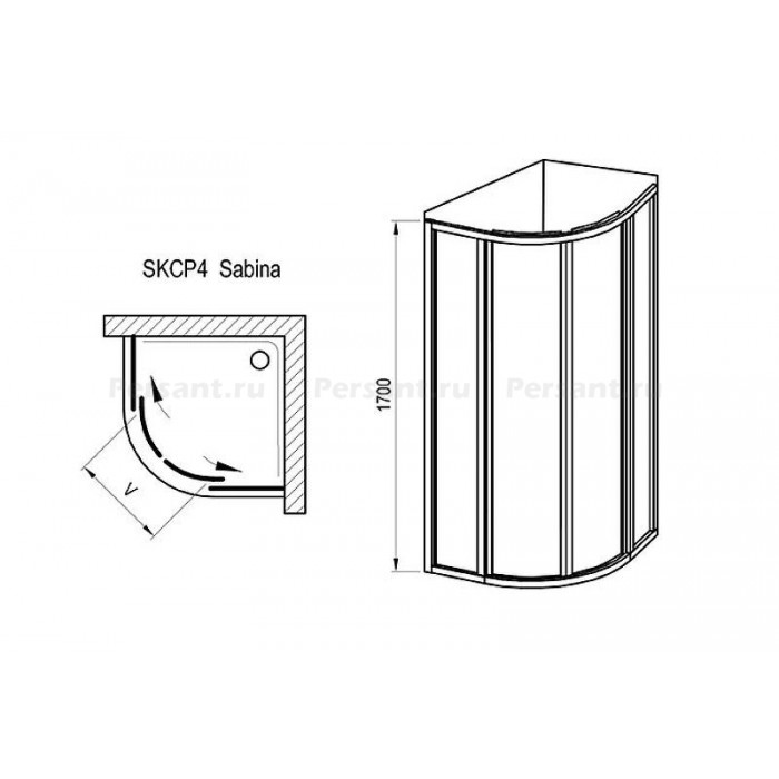 Душевой уголок Ravak Supernova SKCP4-80 Sabina 80x80 31144VU0011 профиль Сатин витраж пластик Pearl
