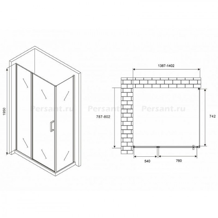 Душевой уголок Abber Sonnenstrand 140х80 AG04140S-S80 профиль Хром стекло прозрачное