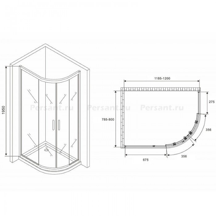 Душевой уголок Abber Schwarzer Diamant 120x80 AG01128M профиль Хром стекло матовое
