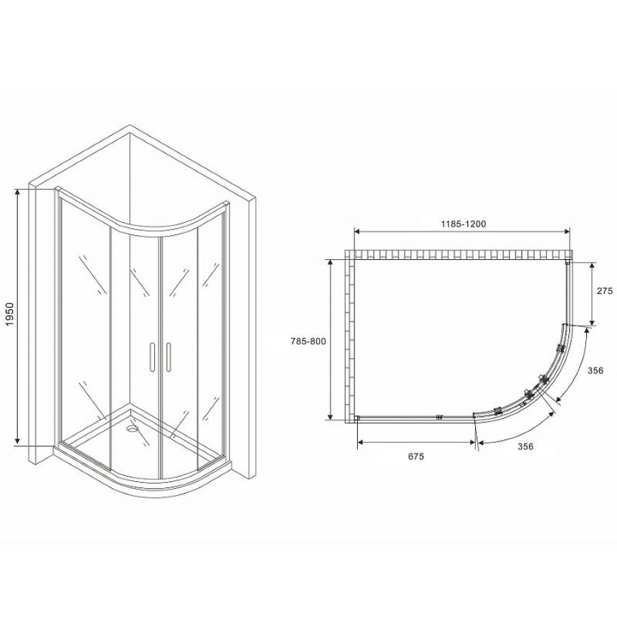 Душевой уголок Abber Schwarzer Diamant 120x80 AG01128M профиль Хром стекло матовое