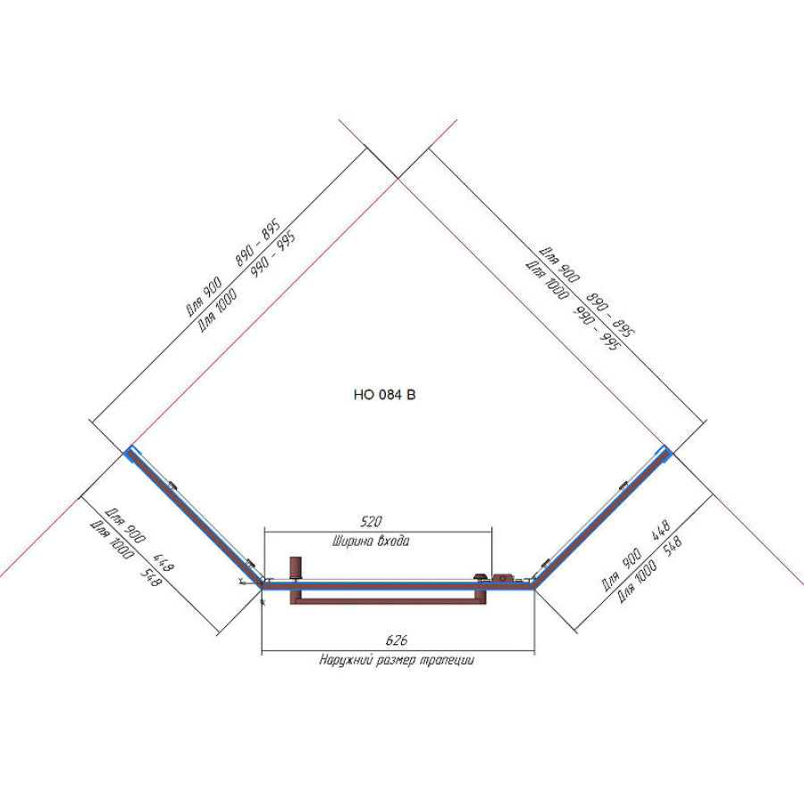 Душевой уголок RGW Hotel HO-084B 90х90 350608499-24 профиль Черный стекло матовое-сатинат