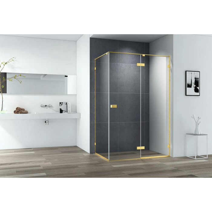 Душевой уголок Cezares Bellagio 140x100 BELLAGIO-AH-1-140/100-C-BORO золото брашированное стекло прозрачное
