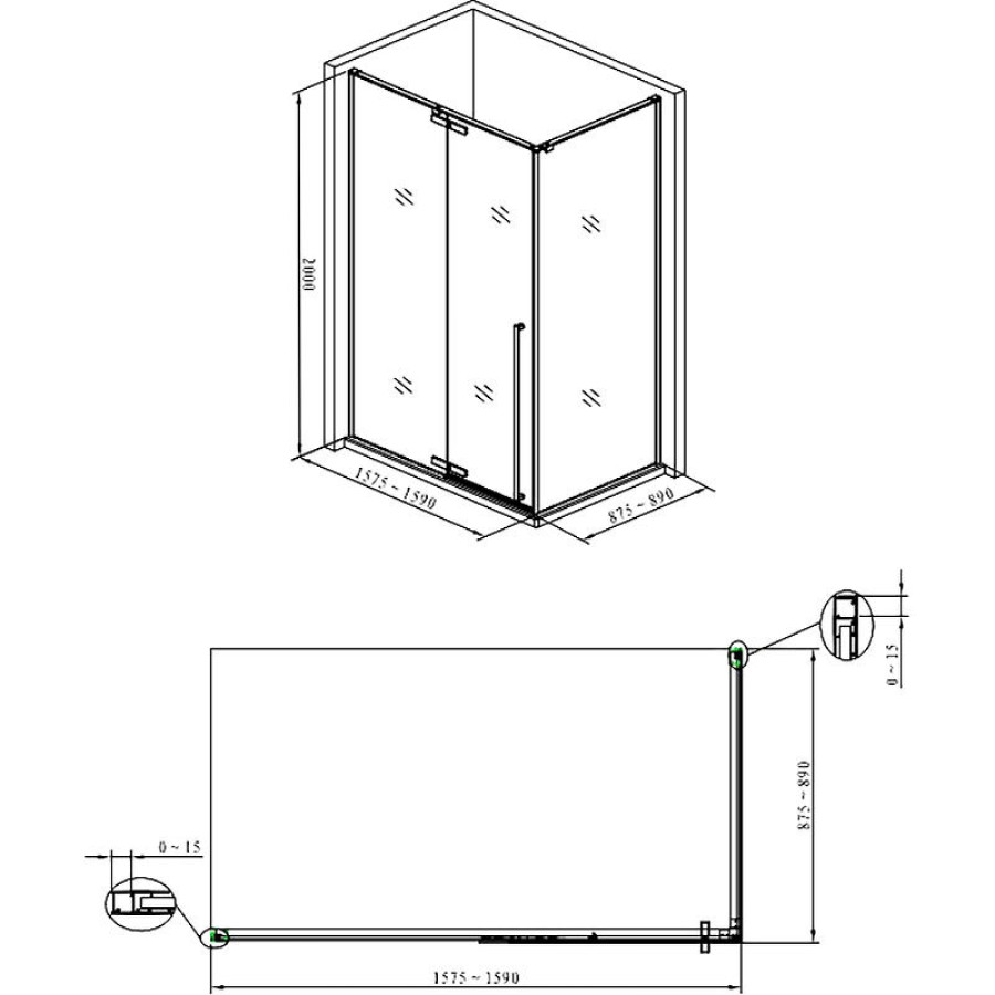 Душевой уголок Allen Brau Fantasy 160x90 3.11005-00 профиль Хром стекло прозрачное