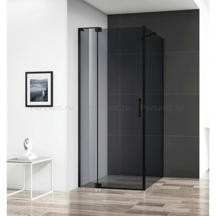 Душевой уголок Cezares Slider 90x80 SLIDER-AH-1-80-80/90-GRIGIO-NERO профиль черный стекло серое
