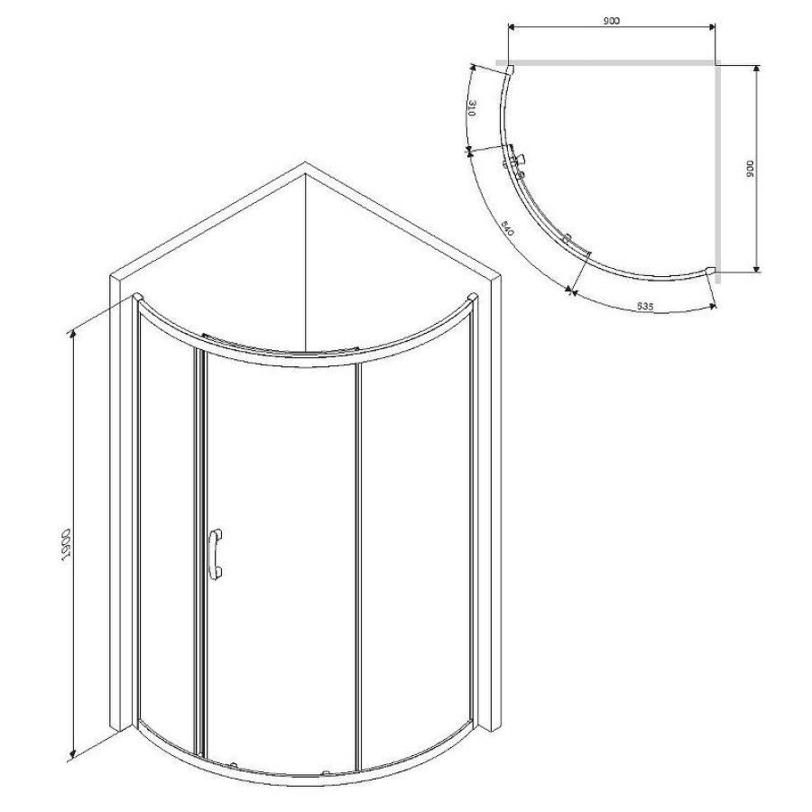 Душевой уголок AM.PM Like Solo Slide 90x90 W83G-315-090CG профиль Хром глянцевый стекло тонированное