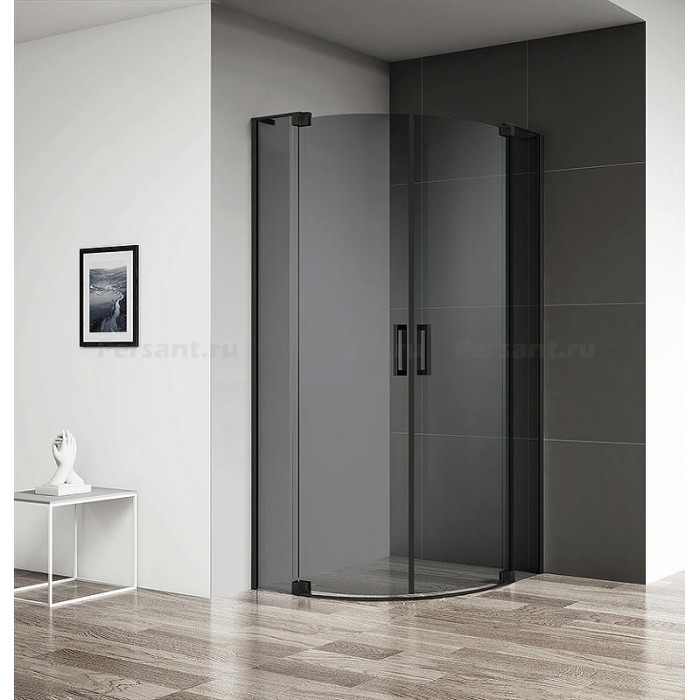 Душевой уголок Cezares Slider 95x95 SLIDER-R-2-90/100-GRIGIO-NERO профиль черный стекло серое