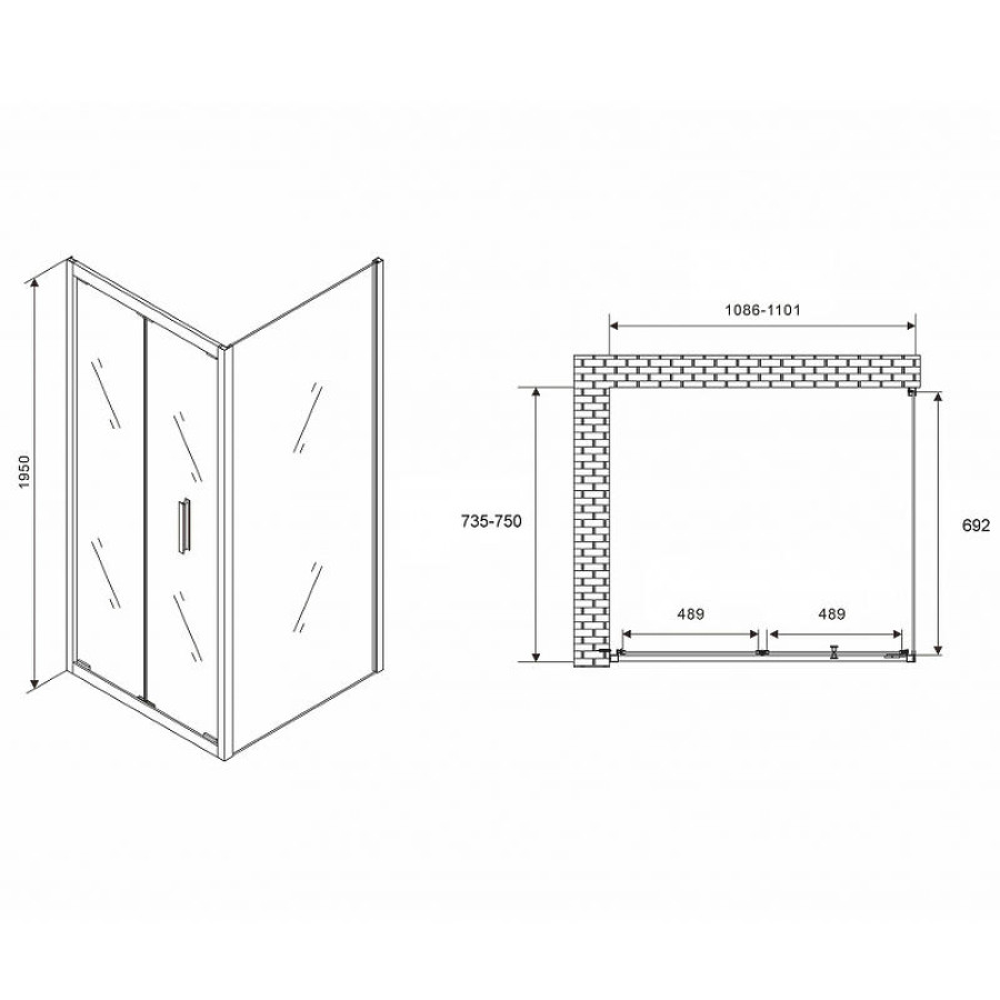 Душевой уголок Abber Sonnenstrand 110х75 AG07110-S75 профиль Хром стекло прозрачное