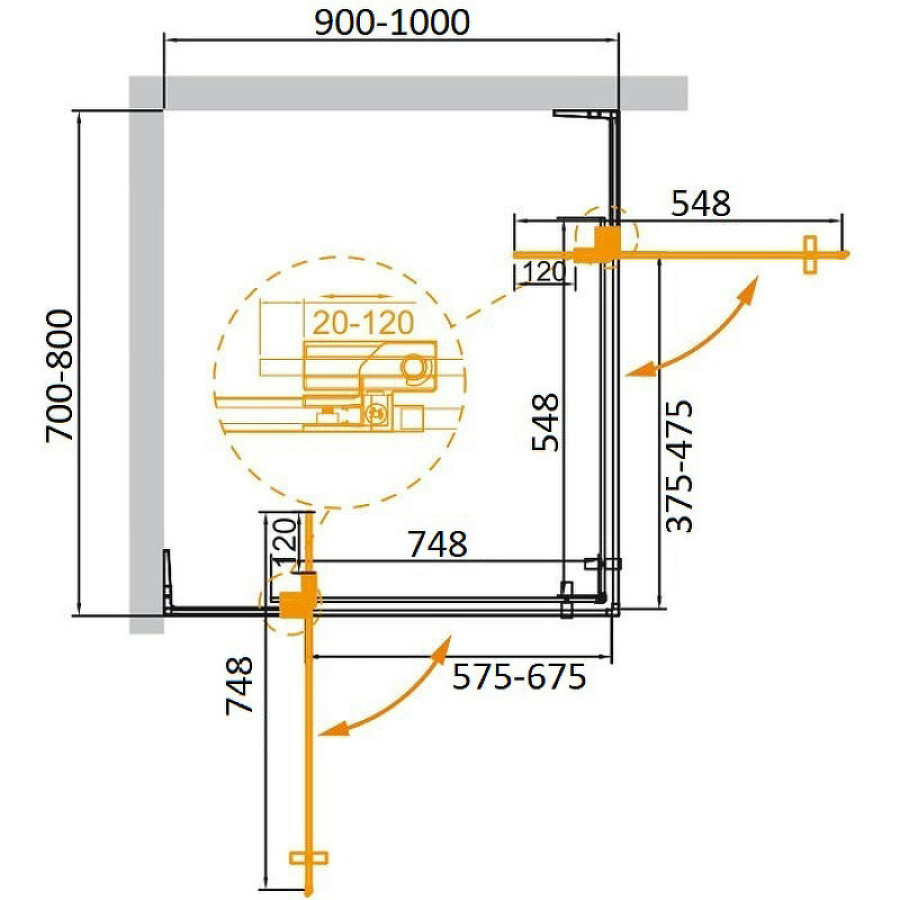 Душевой уголок Cezares Slider 100x80 SLIDER-AH-2-70/80-90/100-C-Cr профиль Хром стекло прозрачное