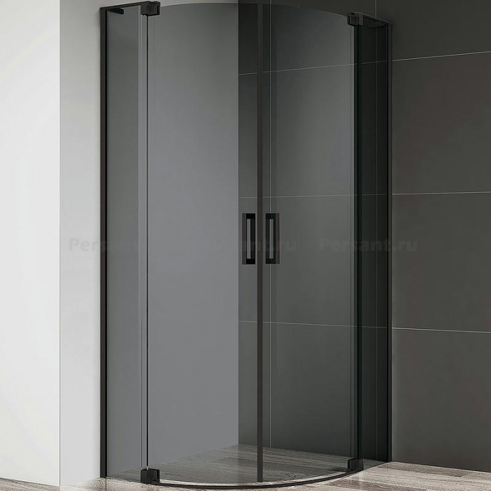 Душевой уголок Cezares Slider 95x95 SLIDER-R-2-90/100-GRIGIO-NERO профиль черный стекло серое