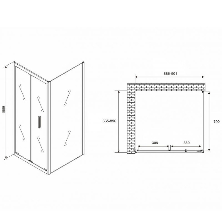 Душевой уголок Abber Sonnenstrand 90х85 AG07090-S85 профиль Хром стекло прозрачное