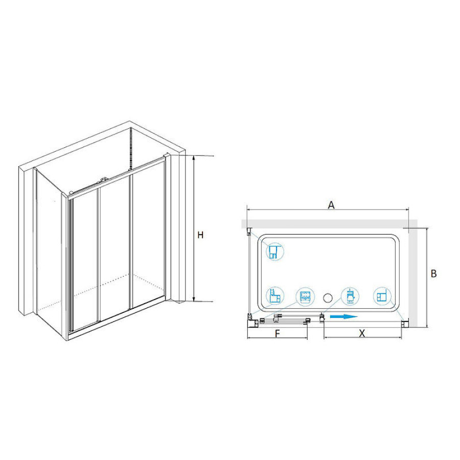 Душевой уголок RGW Classic CL-40-1 140x90 040940149-011 профиль Хром стекло прозрачное