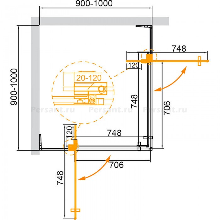 Душевой уголок Cezares Slider 90x90 SLIDER-A-2-90/100-BR-NERO профиль Черный матовый стекло бронзовое