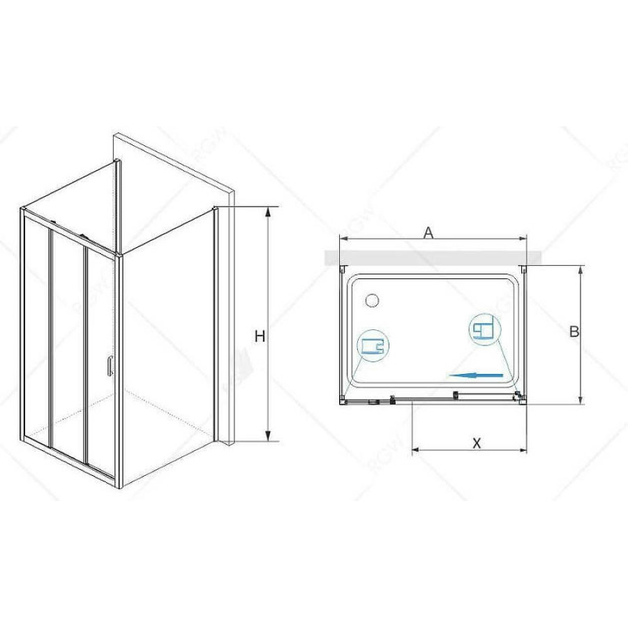 Душевой уголок RGW Passage PA-73-1 150х90 0608731159-011 профиль Хром стекло прозрачное