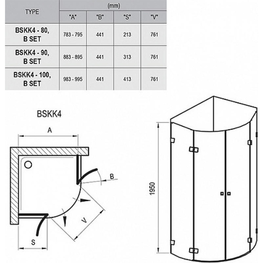 Душевой уголок Ravak Brilliant BSKK4-100 100х100 3U2AAA00Y1 профиль Хром стекло Transparent