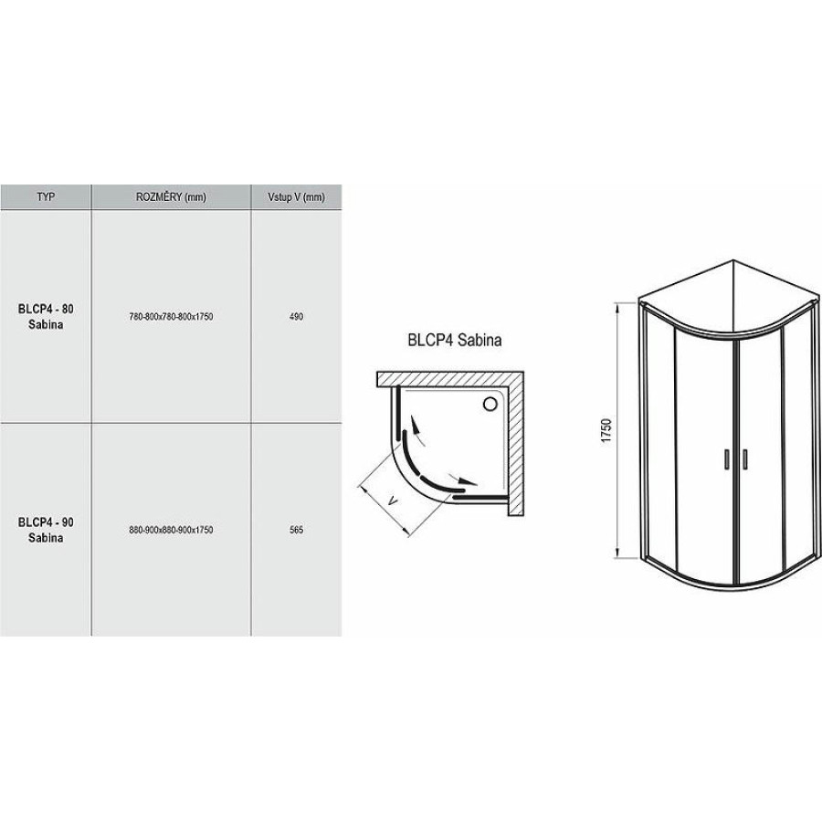 Душевой уголок Ravak Blix BLCP4-80 Sabina 80x80 3B240C40Z1 профиль Хром стекло Transparent