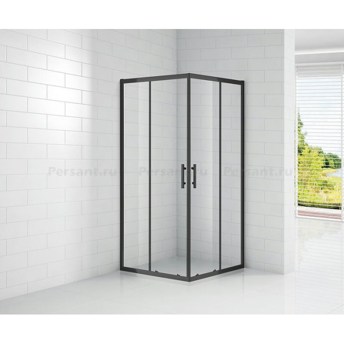 Душевой уголок Cezares Eco 100x100 ECO-O-A-2-100-C-NERO профиль черный стекло прозрачное