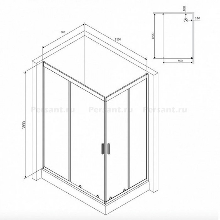 Душевой уголок AM.PM Gem 120х90 W90G-404-120290-BT профиль Черный матовый стекло прозрачное
