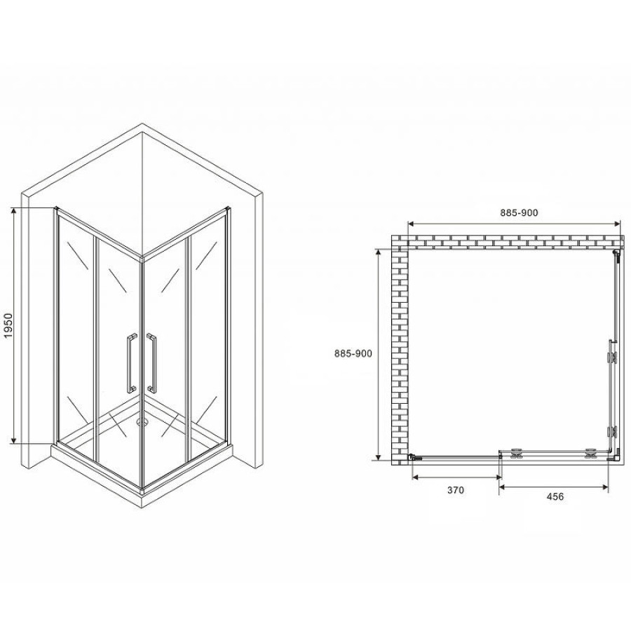 Душевой уголок Abber Schwarzer Diamant 90x90 AG02090MH профиль Хром стекло матовое