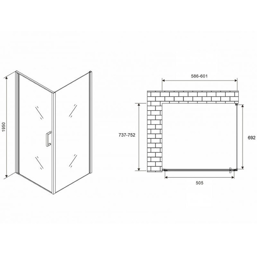 Душевой уголок Abber Sonnenstrand 60x75 AG04060-S75 профиль Хром стекло прозрачное